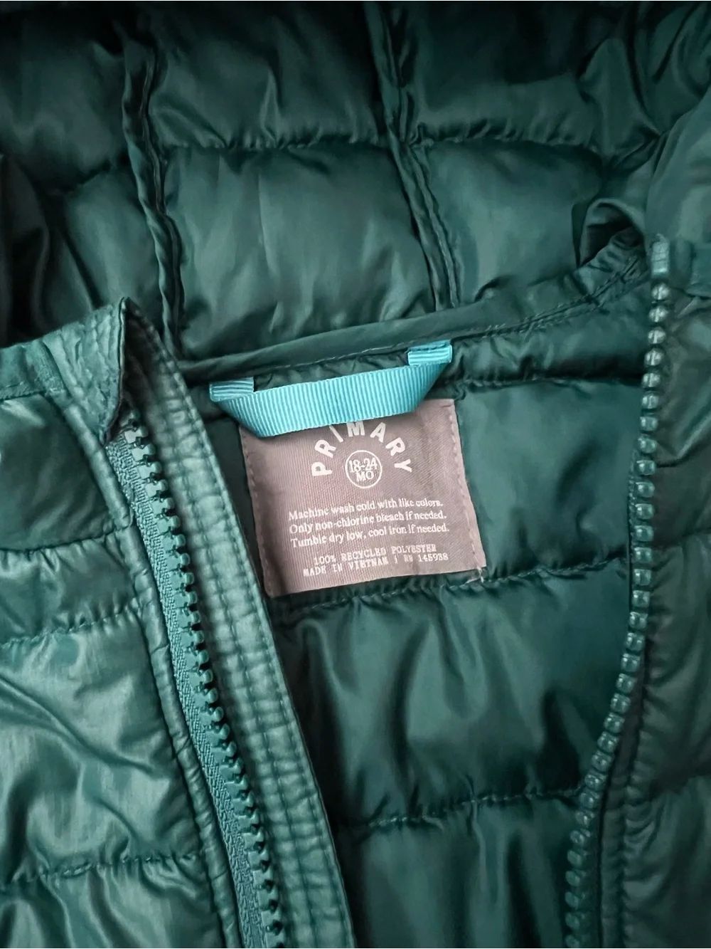 Primary Kids Lightweight Puffer Coat in Spruce